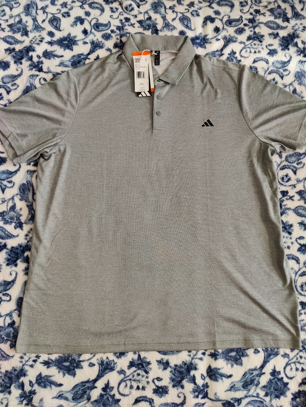 Adidas Light Heather Grey Polo Collared Shirt